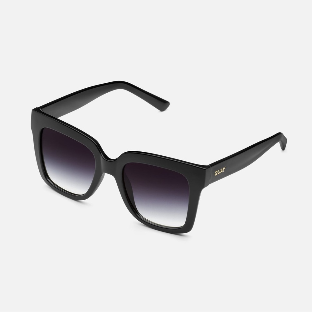 Quay Australia ICY Oversized Sunglasses Black Frame/ Fade Lens 52-21-145 NWT